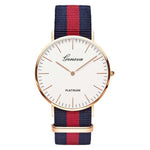 Fashion Casual Quartz Watch with Multicolor Nylon Cloth Watchband