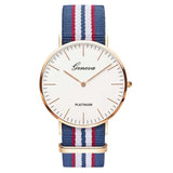 Fashion Casual Quartz Watch with Multicolor Nylon Cloth Watchband